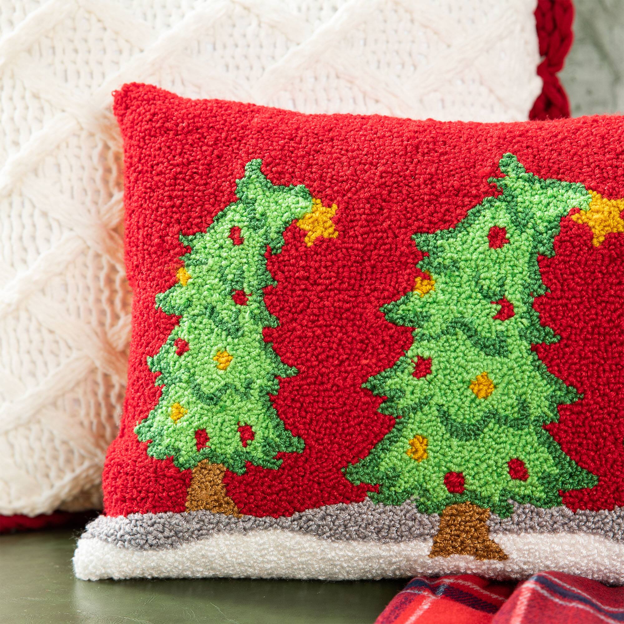 Glitzhome® 18" Hooked Bent Trees Pillow